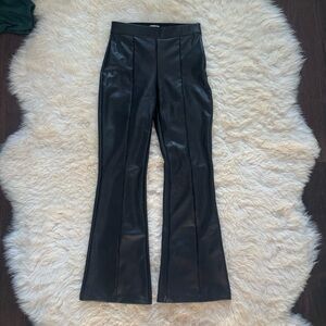 Abercrombie & Fitch Vegan Leather Black Flare Pants